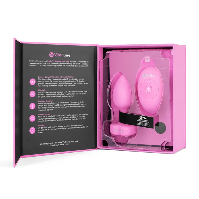 Its the Bomb Anal BVibe Vibrating Heart Butt Plugs w Remote MedLg Scarlet Ruby