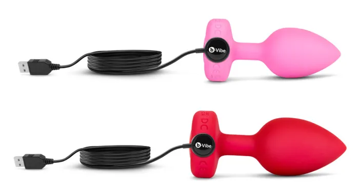 Its the Bomb Anal BVibe Vibrating Heart Butt Plugs w Remote MedLg Scarlet Ruby