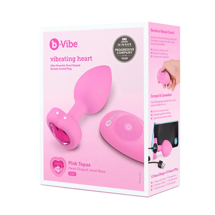 Its the Bomb Anal BVibe Vibrating Heart Butt Plugs w Remote MedLg Scarlet Ruby
