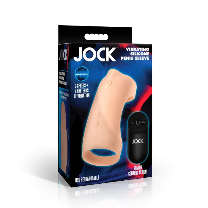 Jock Male Sex Toys Vibrating Silicone Penis Sleeve Light