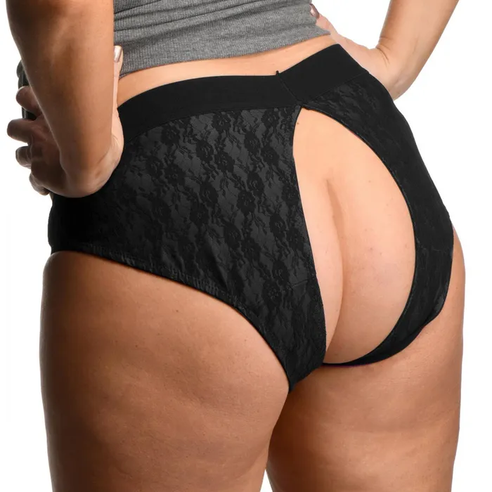 Lace Envy 3XL Crotchless Panty Harness Black Strap U Female Sex Toys