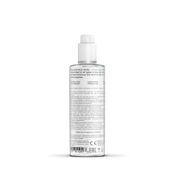 Lube by Wicked Water Based Clean Simple Lubricant Simply Aqua 4oz Entrenue Lubricants
