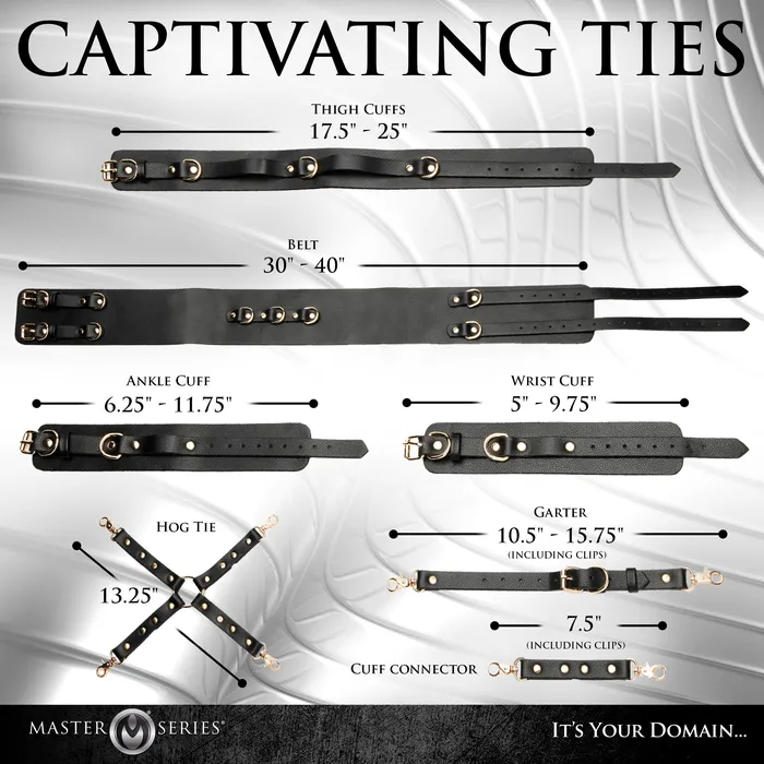 Master Series Female Sex Toys Tied Temptress Thigh Harness with Hog Tie Connector