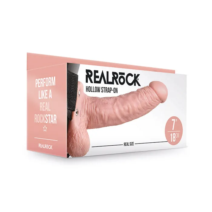 RealRock Realistic 7 in Hollow StrapOn With Balls Beige Shots America LLC Female Sex Toys RealRock Realistic 7 in Hollow StrapOn With Balls Beige Shots America LLC Female Sex Toys