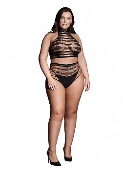 SHOTS AMERICA LLC Female Sex Toys TWO PIECE TURTLE NECK CROP TOP PANTY BLACK PS SHOTS AMERICA LLC Female Sex Toys TWO PIECE TURTLE NECK CROP TOP PANTY BLACK PS