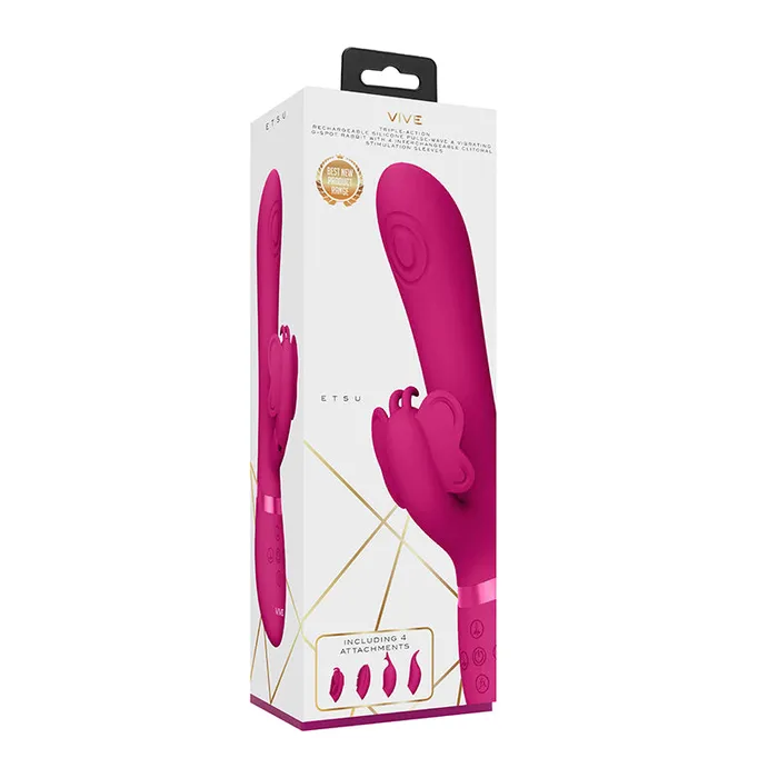 Shots America LLC Female Sex Toys VIVE ETSU Rechargeable PulseWave Silicone Rabbit Vibrator With Interchangeable Clitoral Sleeves Pink Shots America LLC Female Sex Toys VIVE ETSU Rechargeable PulseWave Silicone Rabbit Vibrator With Interchangeable Clitoral Sleeves Pink