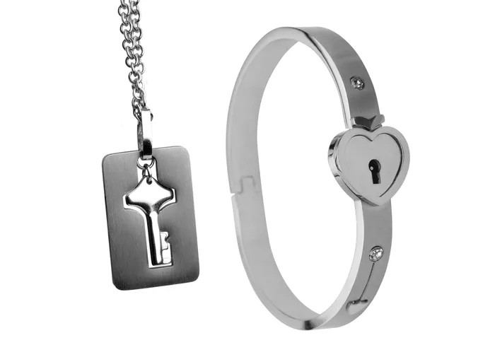 XR Brand Anal MASTER SERIES CUFFED BRACELET KEY NECKLACE SILVER