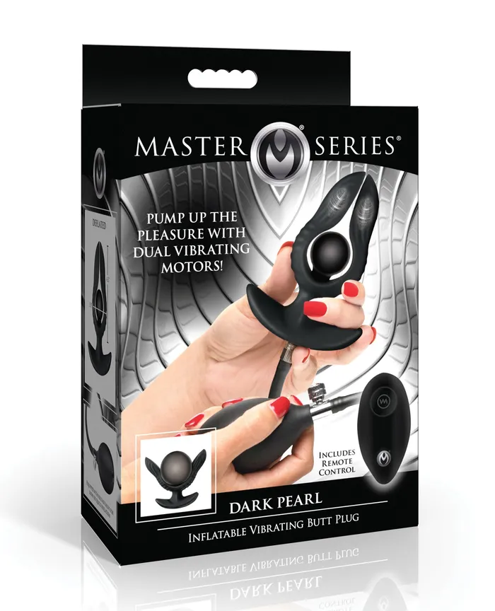 Xr LLC Master Series Dark Pearl Inflatable Vibrating Butt Plug wRemote Control Black Anal