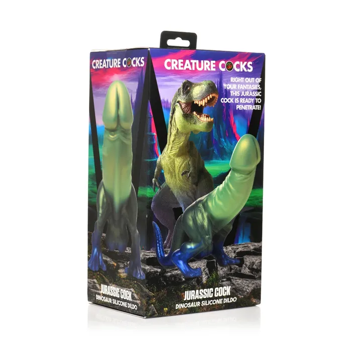 Creature Cocks Jurassic Cock Dinosaur Silicone Dildo Green Blue Creature Cocks Dildos