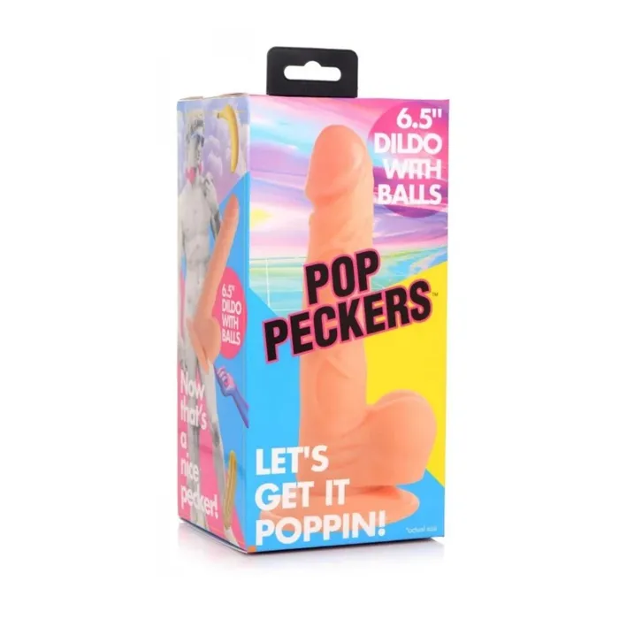 Dildos Pop Peckers Pop Peckers Dildo With Balls Light Pink 65 Inch