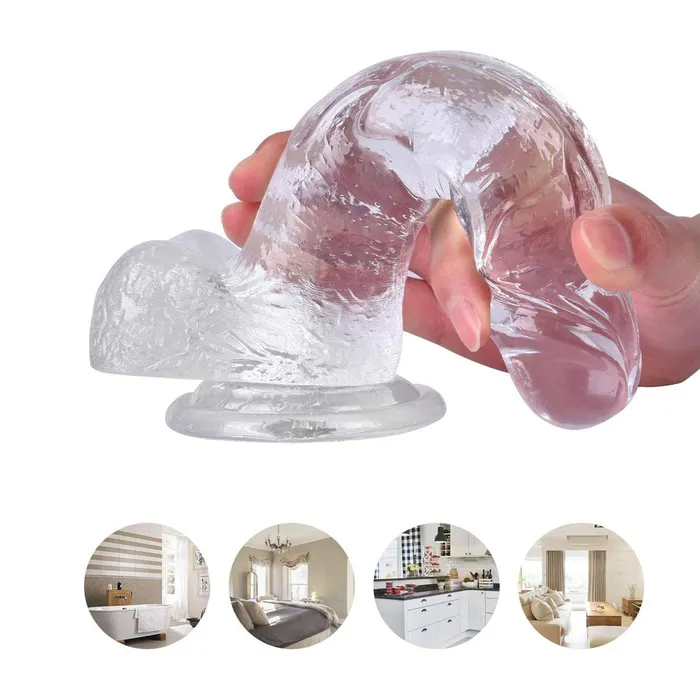 Earlypeach Dildos 8 Inch Realistic Ballsy Dildo in Crystal Clear