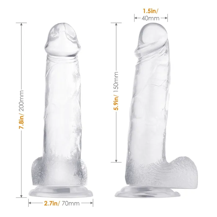 Earlypeach Dildos 8 Inch Realistic Ballsy Dildo in Crystal Clear