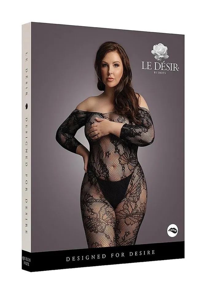Le Desir Bodystockings Playsuits Le Desir Lace Sleeved Bodystocking