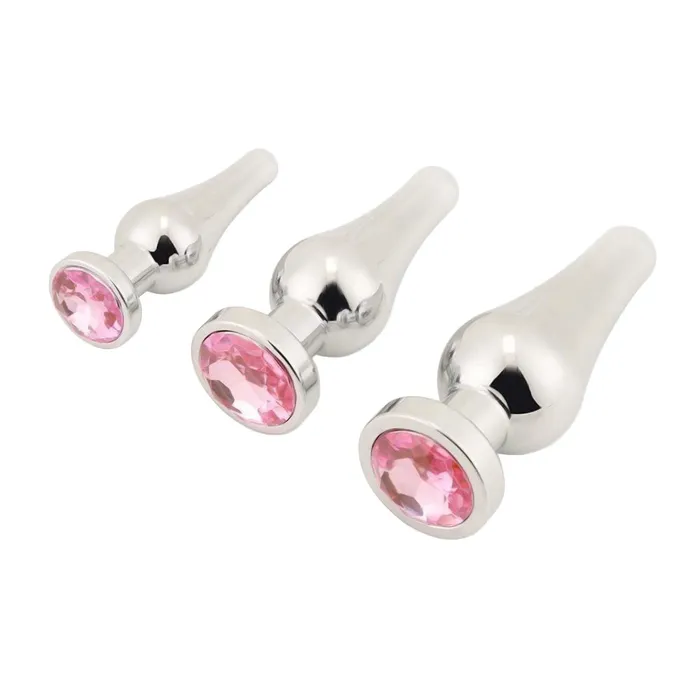 Love Plugs Male Sex Toys Tapered Steel Anal Jeweled Kit 3 Piece