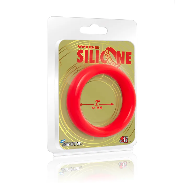 Male Sex Toys SI Novelties Si95138 COCK RING WIDE SILICONE DONUT RED 20 in51mm