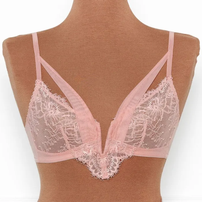 Mentionables Vibrators Lace Mesh VWire Bralette Blush