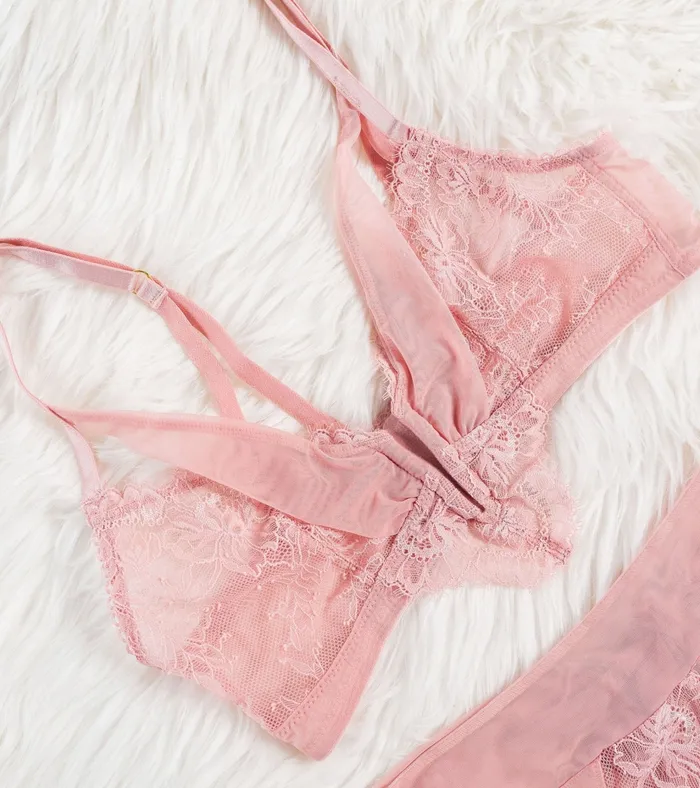 Mentionables Vibrators Lace Mesh VWire Bralette Blush Mentionables Vibrators Lace Mesh VWire Bralette Blush