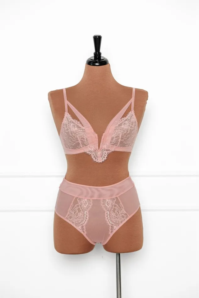 Mentionables Vibrators Lace Mesh VWire Bralette Blush Mentionables Vibrators Lace Mesh VWire Bralette Blush