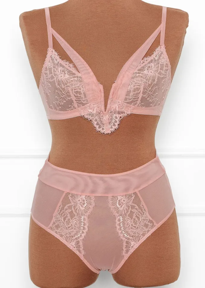 Mentionables Vibrators Lace Mesh VWire Bralette Blush Mentionables Vibrators Lace Mesh VWire Bralette Blush