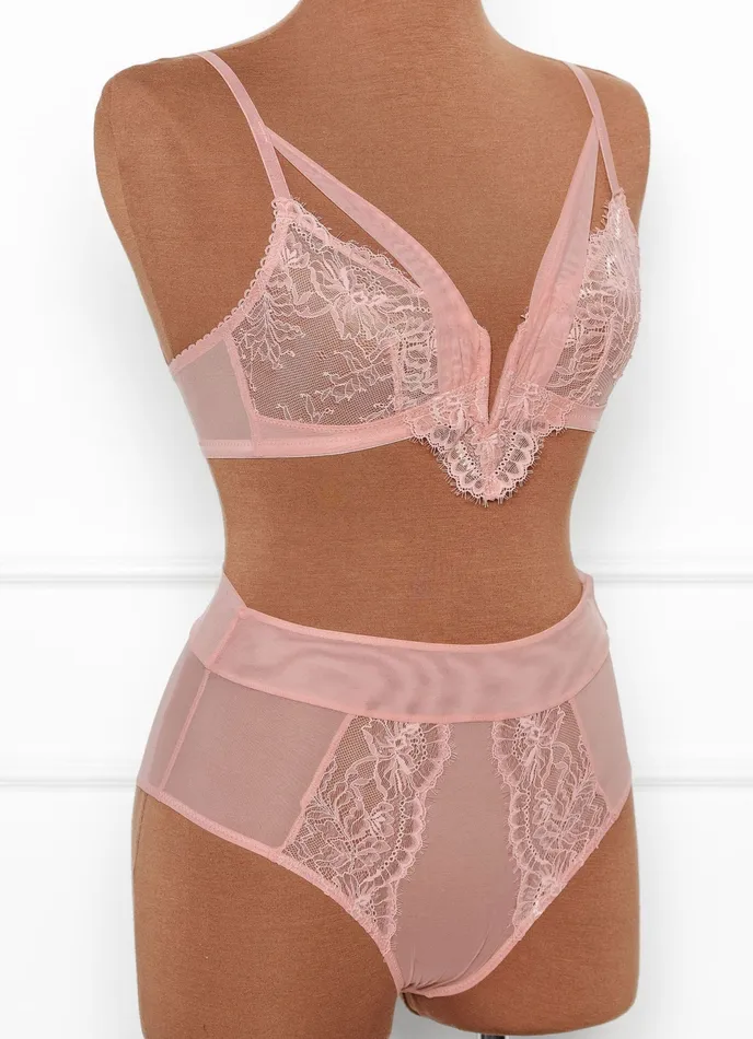 Mentionables Vibrators Lace Mesh VWire Bralette Blush Mentionables Vibrators Lace Mesh VWire Bralette Blush