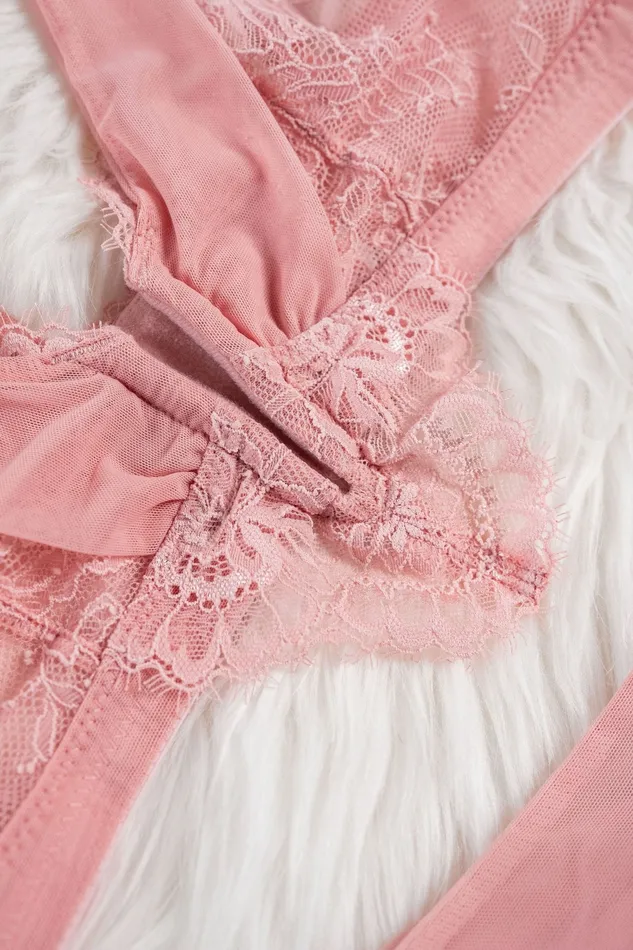 Mentionables Vibrators Lace Mesh VWire Bralette Blush Mentionables Vibrators Lace Mesh VWire Bralette Blush