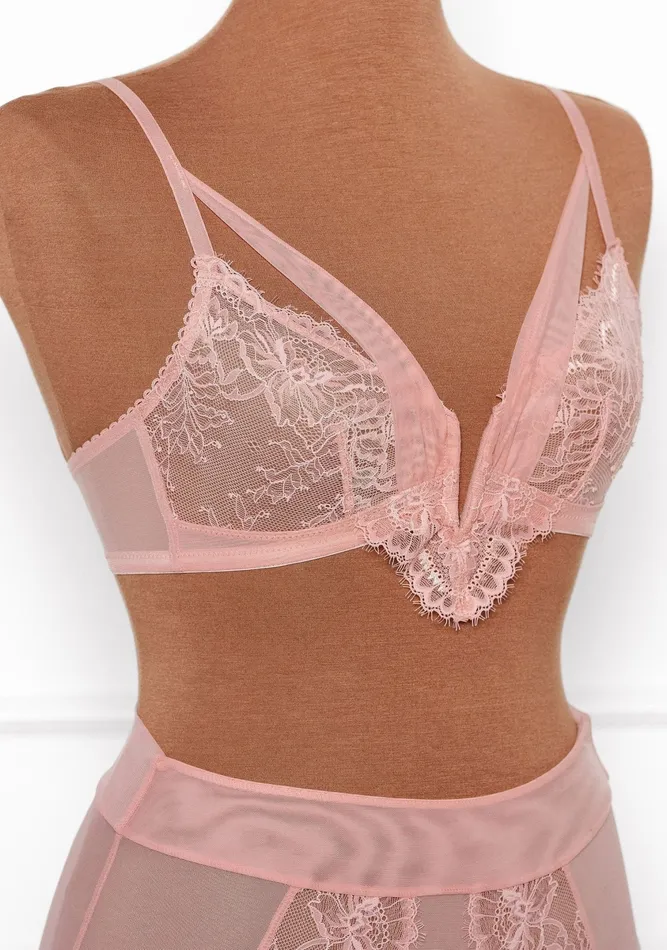 Mentionables Vibrators Lace Mesh VWire Bralette Blush Mentionables Vibrators Lace Mesh VWire Bralette Blush