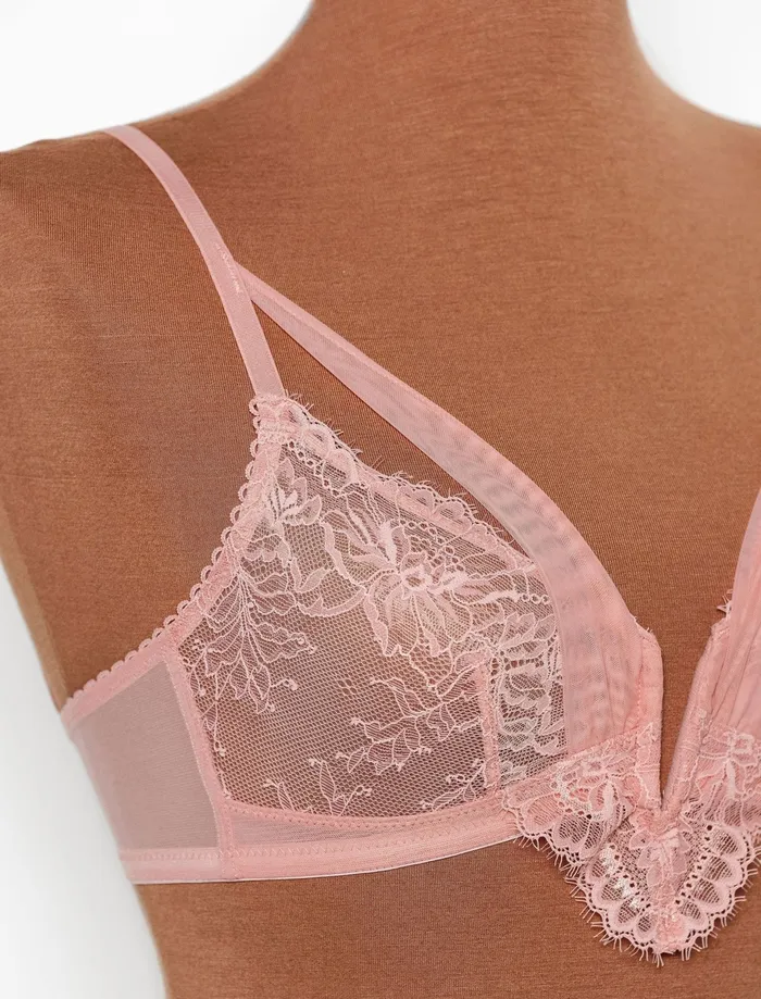 Mentionables Vibrators Lace Mesh VWire Bralette Blush Mentionables Vibrators Lace Mesh VWire Bralette Blush