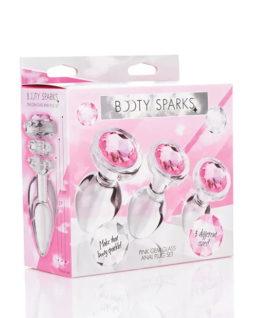 Open Desires Anal Booty Sparks Pink Gem Glass Anal Set