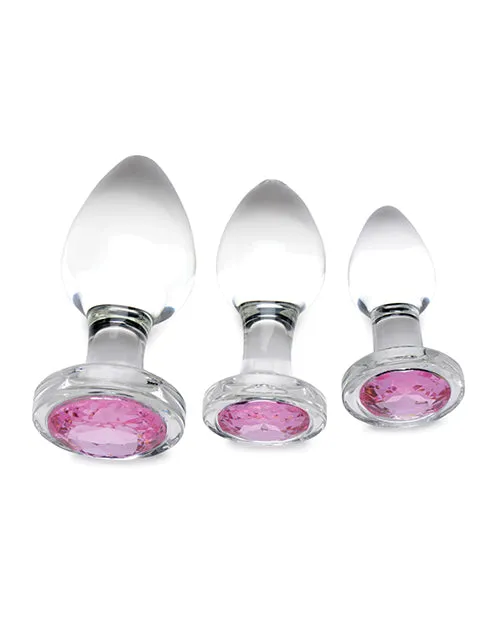 Open Desires Anal Booty Sparks Pink Gem Glass Anal Set
