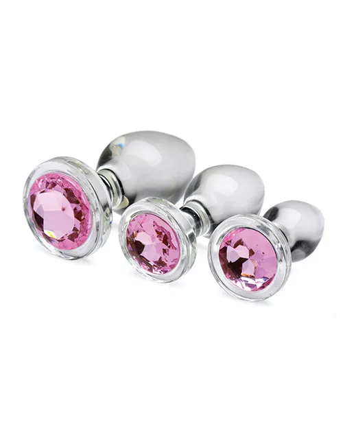 Open Desires Anal Booty Sparks Pink Gem Glass Anal Set