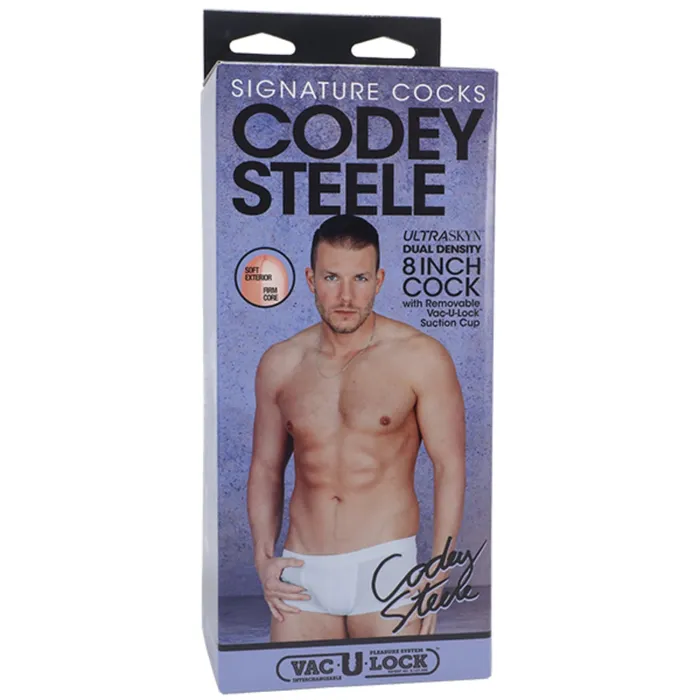 Signature Cocks Codey Steele Ultraskyn VacULock Dildo Pink 8 Inch Signature Cocks Dildos