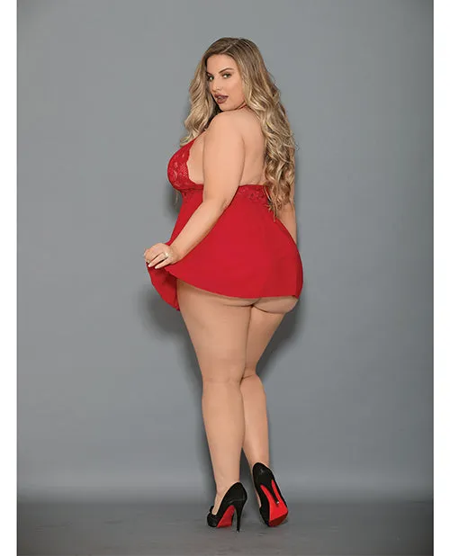 Vibrators Open Desires Euphoria Shorty Babydoll Open Panty Red QN