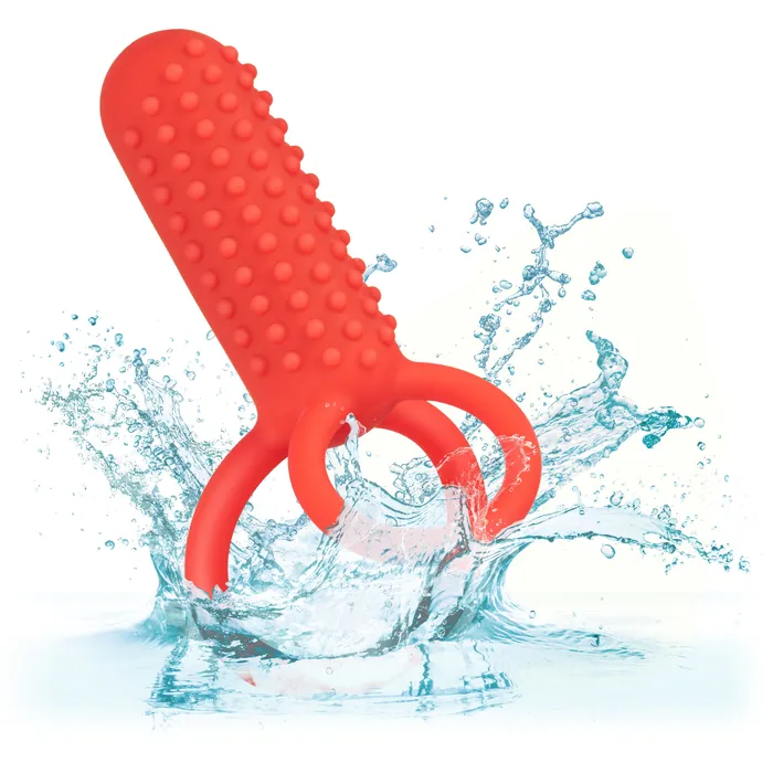 CalExotics Vibrators Silicone Rechargeable Vertical Dual Enhancer Red