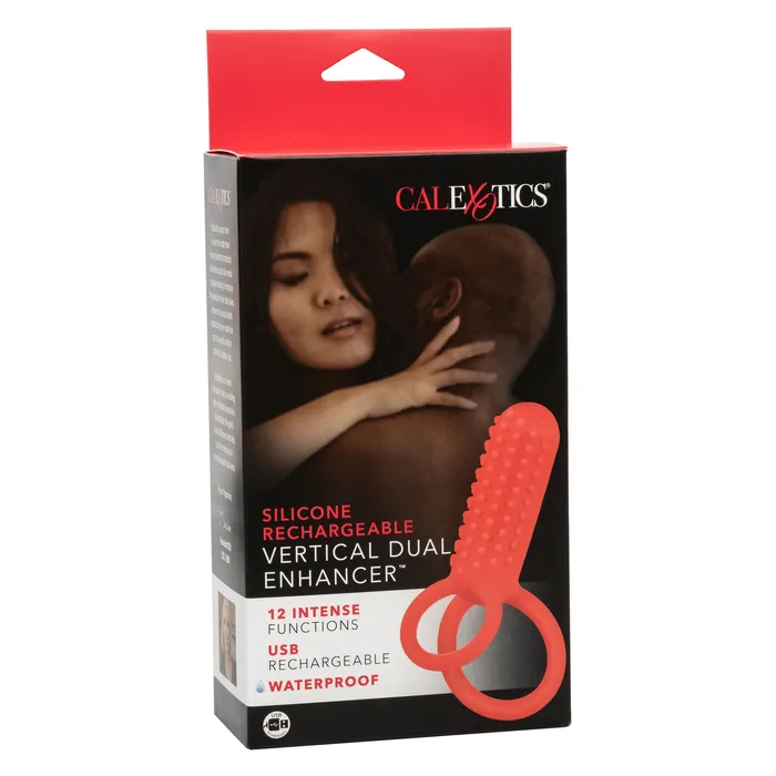 CalExotics Vibrators Silicone Rechargeable Vertical Dual Enhancer Red CalExotics Vibrators Silicone Rechargeable Vertical Dual Enhancer Red