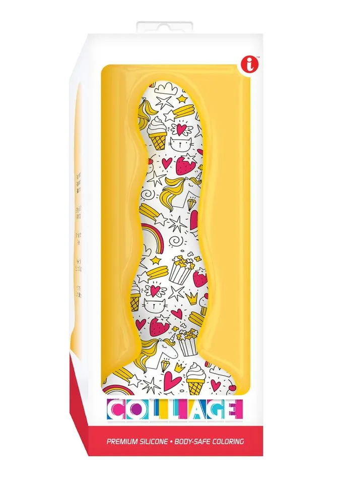Collage Dildos Collage Cupcakes and Unicorns Curvy Silicone Dildo