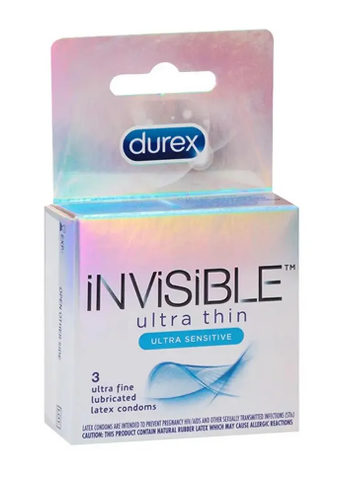 Durex Female Sex Toys Durex Invisible Ultra Thin Lubricated Latex Condoms