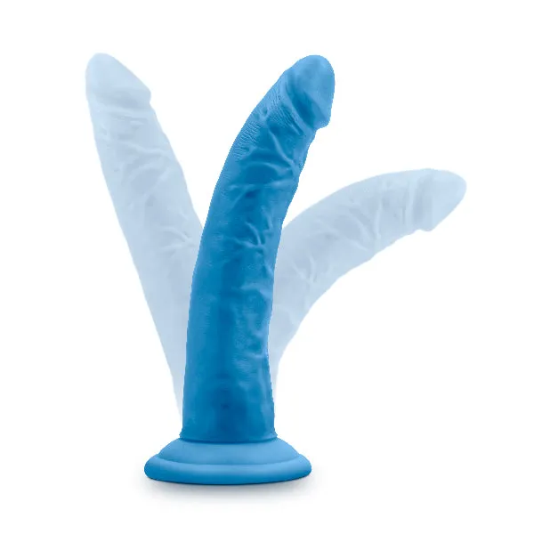 Female Sex Toys Blush Neo Elite 75in Silicone Dual Density Cock Neon Blue