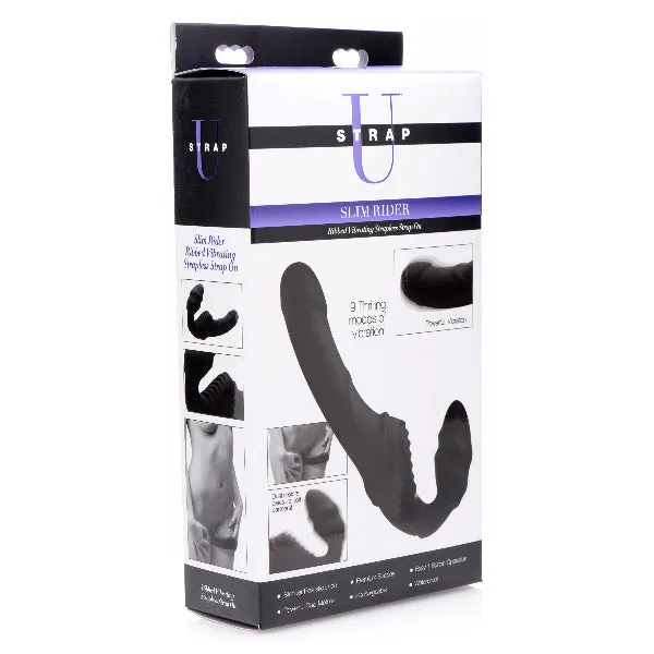 Female Sex Toys Slim Rider Ribbed Vibrating Silicone Strapless Strap On XR Brands Female Sex Toys Slim Rider Ribbed Vibrating Silicone Strapless Strap On XR Brands