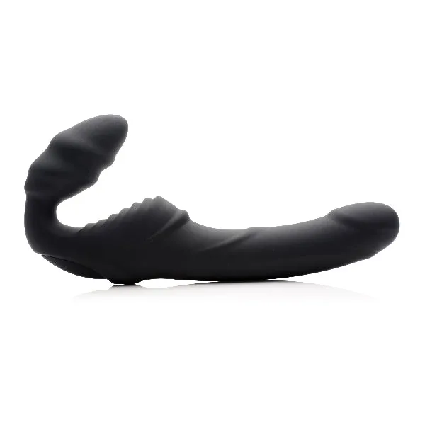 Female Sex Toys Slim Rider Ribbed Vibrating Silicone Strapless Strap On XR Brands