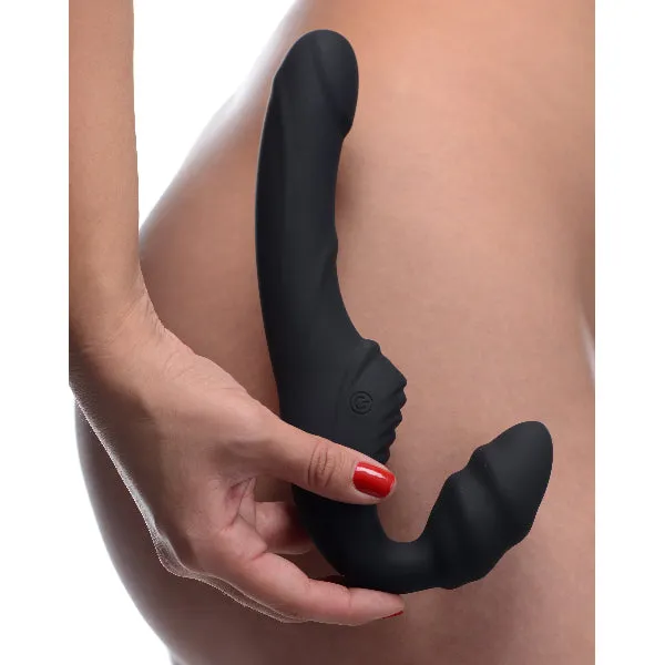 Female Sex Toys Slim Rider Ribbed Vibrating Silicone Strapless Strap On XR Brands