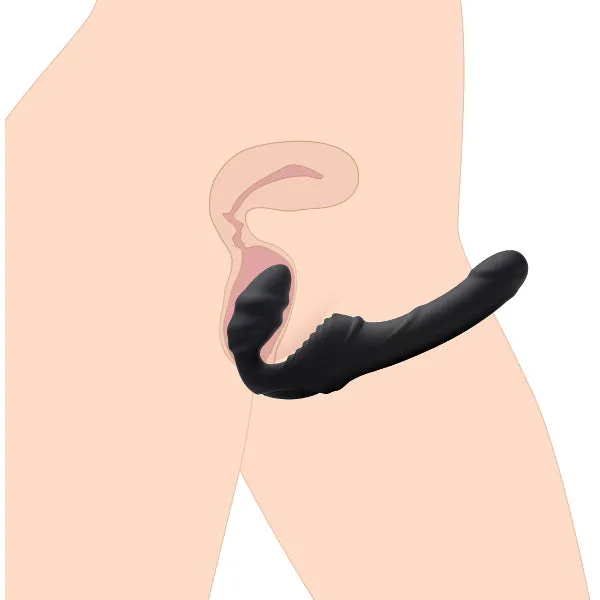 Female Sex Toys Slim Rider Ribbed Vibrating Silicone Strapless Strap On XR Brands