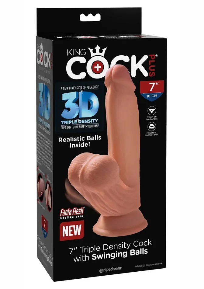 King Cock Plus Triple Density Dildo with Swinging Balls King Cock Dildos