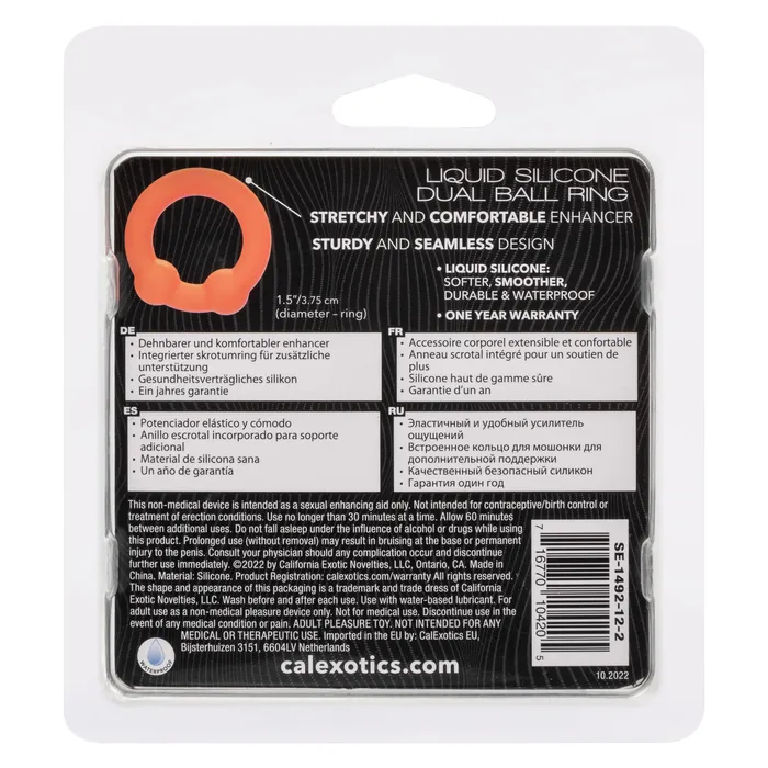 Male Sex Toys CalExotics Alpha Liquid Silicone Dual Ball Ring Orange Orange Male Sex Toys CalExotics Alpha Liquid Silicone Dual Ball Ring Orange Orange