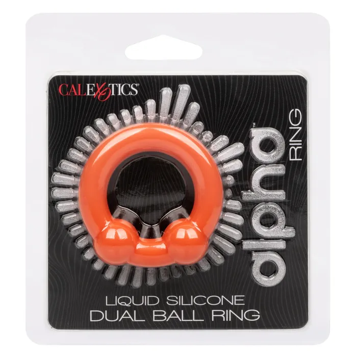 Male Sex Toys CalExotics Alpha Liquid Silicone Dual Ball Ring Orange Orange Male Sex Toys CalExotics Alpha Liquid Silicone Dual Ball Ring Orange Orange