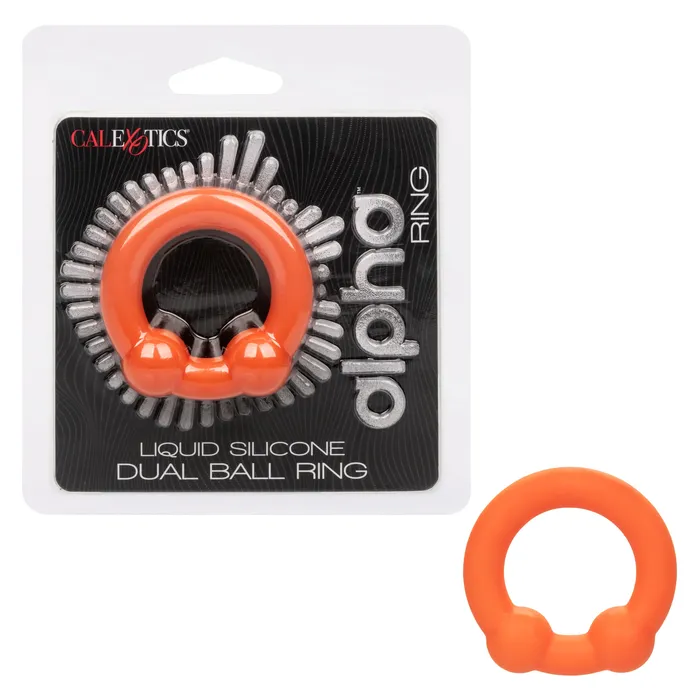 Male Sex Toys CalExotics Alpha Liquid Silicone Dual Ball Ring Orange Orange Male Sex Toys CalExotics Alpha Liquid Silicone Dual Ball Ring Orange Orange