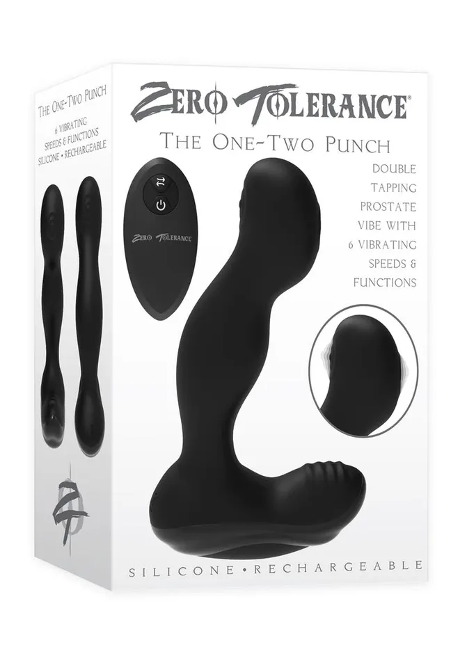 Male Sex Toys Zero Tolerance Zero Tolerance The OneTwo Punch Silicone Rechargeable Prostate Massager with Remote Control