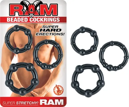 Nasstoys Anal Ram Beaded Cockrings Black