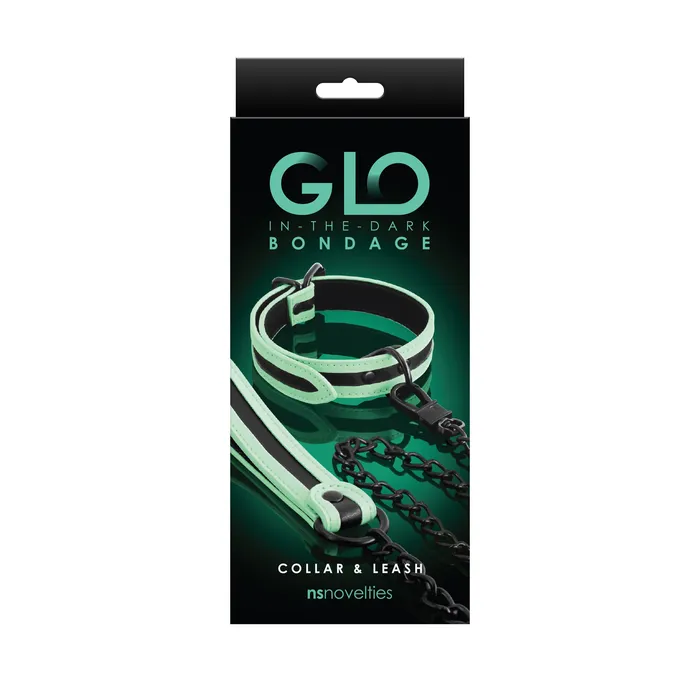 nsnovelties Glo Bondage Collar and Leash Green Couples