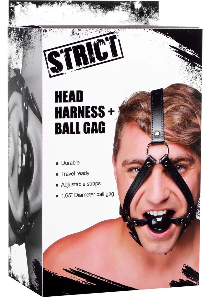 STRICT Male Sex Toys Strict Head Harness with Ball Gag