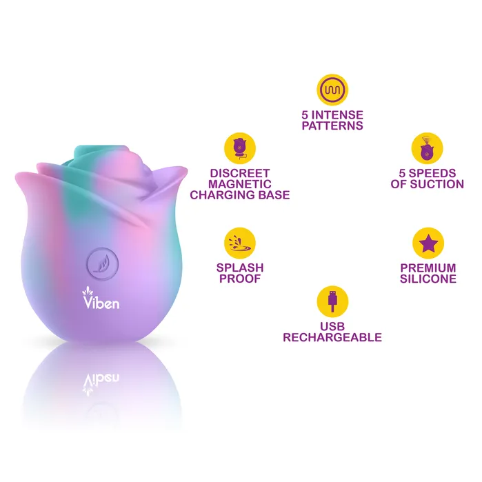 Vibrators Zen Rose Unicorn Handheld Rose Clitoral and Nipple Stimulator Viben Vibrators Zen Rose Unicorn Handheld Rose Clitoral and Nipple Stimulator Viben
